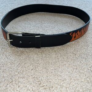 Hot Topic Black and Orange Flame Belt size 34